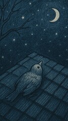 Wall Mural - bird gazing at night sky.