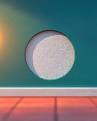 Poster - Circular Shadow on Teal Wall with Red Floor