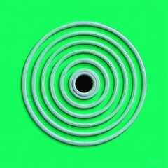 Poster - Concentric Circles Fading into Soft Olive and Lime Green