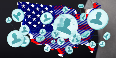 Poster - Visual representation of social connections and online activity across the United States.