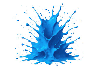 Poster - Blue paint droplets splattering, forming liquid abstract pattern with intense color and motion