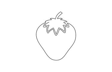 Fototapete - continuous one line art of strawberry fruit image. this icon is for a banner,  Vector illustration with continuous line drawing Strawberries, Single continuous line drawing. 