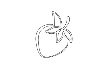 Fototapete - continuous one line art of strawberry fruit image. this icon is for a banner,  Vector illustration with continuous line drawing Strawberries, Single continuous line drawing. 