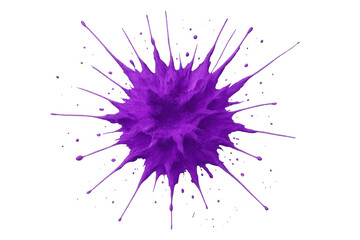Poster - Vivid purple paint splattering, spreading dynamic droplets against transparent surface, expressing artistic energy and spontaneous motion