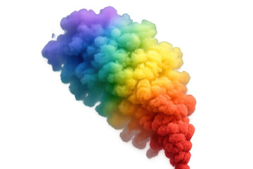 Fototapete - Vibrant multicolored smoke billowing against transparent backdrop, spreading dynamic swirling color pattern