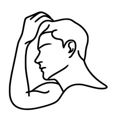 Poster - Continuous line drawing of a man in a thoughtful pose  