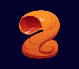 Fototapete - Ocean seashell cartoon font digit 2 two. Ocean shell cartoon alphabet type digit, sea mussel vector mathematics typeface figure. Underwater mollusk seashell font number or kids ABC numeral symbol