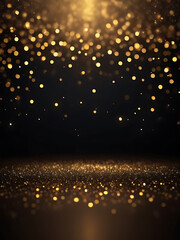 Poster - Golden sparkling abstract background with shimmering particles, elegant dark wallpaper texture, bright modern light design pattern for luxury decorative art surface ai
