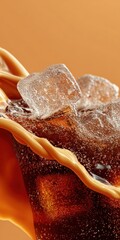 Aufkleber - Refreshing Iced Coffee With Cream Swirls, Perfect for Beverage Advertising and Summer Refreshment Campaigns : Generative AI