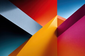 Aufkleber - Abstract Geometric Forms in Vivid Colors, Symbolizing Creative Solutions and Modern Design Trends in Architecture and Technology : Generative AI