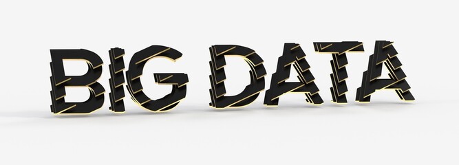Aufkleber - High-quality 3D rendering of the words Big Data in black with gold accents. Perfect for technology and data concepts.