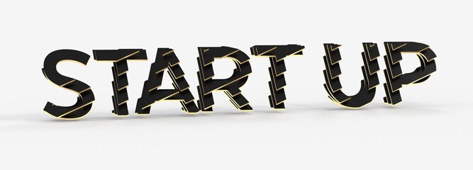 Poster - Modern 3D rendering of the word STARTUP. Ideal for business, technology, and innovation concepts.