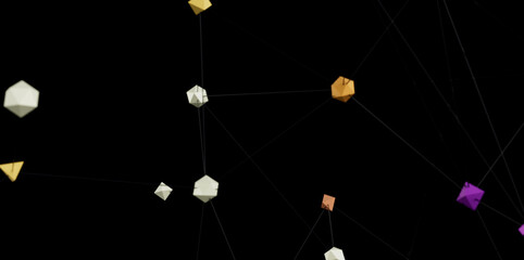 Aufkleber - Modern abstract background image featuring a network of connected geometric shapes in vibrant colors. Ideal for technology, connectivity, and networking co