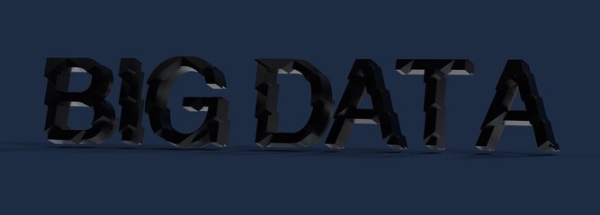 Poster - Abstract 3D rendering of the words 'Big Data' in a dark, textured style.  Perfect for technology concepts.