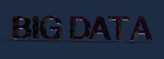 Poster - Abstract 3D rendering of Big Data text. Ideal for technology, data science, and analytics concepts.