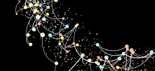 Poster - Abstract background with colorful dots connected by lines. Perfect for technology, network, or connection concepts.
