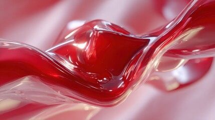 Poster - Abstract Red Fluid Shape With Glossy Surface, Ideal for Modern Tech Presentation Backgrounds and Innovative Product Marketing Campaigns : Generative AI
