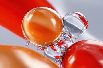 Poster - Abstract Spheres With Orange and Silver Colors, Reflecting Innovation and Modern Technology for Scientific Research and Development, and Pharmaceutical Advancement : Generative AI