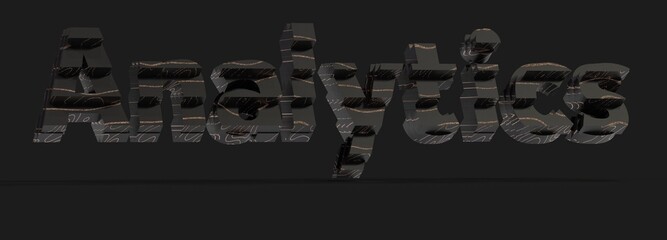 Poster - Abstract 3D rendering of 'Analytics' word. Ideal for business, technology, and data-related projects.