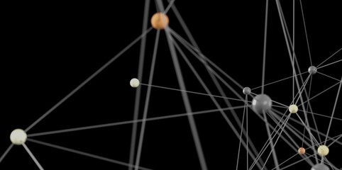 Poster - Modern network visualization.  Connecting nodes, global network, data science.