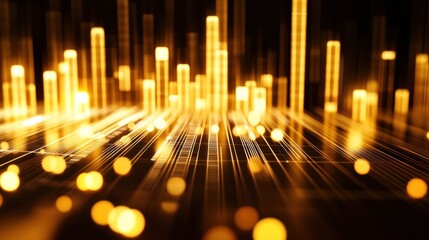 Poster - Golden abstract data visualization.