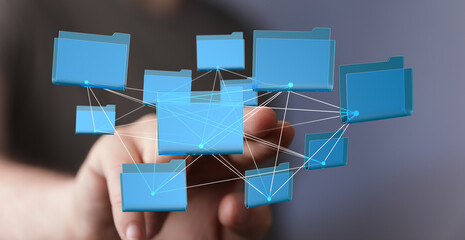 Poster - Abstract image depicting data management and connectivity.