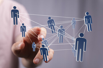 Poster - Image depicts a network of people, symbolizing teamwork, collaboration, and global connections in business.