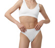 © New Africa - Woman with perfect slim body on white background, closeup