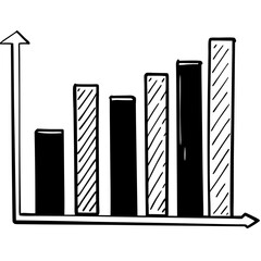Poster - Silhouette of Bar Graph with One Tall Bar – Minimalist Business Growth Chart, Financial Data Visualization, Market Analysis Concept
