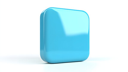 Fototapete - Blank Mobile application icon, button - blue square with round corners. 3d rendering, white background