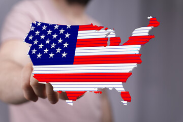 Aufkleber - High-quality image of a US map designed with the American flag. Perfect for patriotic projects.