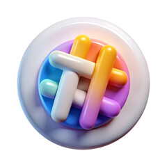 Aufkleber - 3d rendering of a colorful modern slack app icon with a plastic-style aesthetic isolated on black background