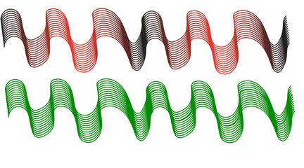 Aufkleber - Colorful abstract wave lines in green and red on white background

