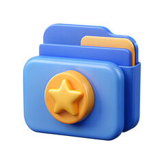 Poster - A vibrant 3d rendering of a folder icon with a golden star badge representing favorite data