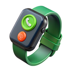 Aufkleber - A vibrant 3d rendering of a smartwatch featuring call and power off icons represented in a modern plastic-style aesthetic.