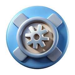 Leinwandbilder - A visually stunning 3d rendering of a futuristic gear-shaped icon representing technology and system settings in a creative design.
