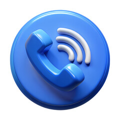 Leinwandbilder - Attractive 3d rendering of a phone icon in a plastic-style, representing communication and connection on a blue background.