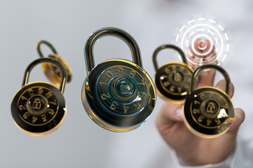 Poster - High-quality image of combination locks representing data security and digital protection.