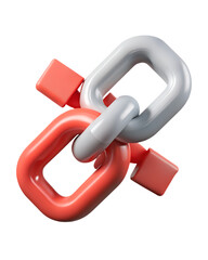 Poster - Three dimensional rendered chain links in two colors interlocked representing connection or teamwork with clean design