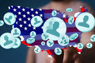 Aufkleber - Visual representation of a nationwide network.  Ideal for social media,  community, and connection themes.