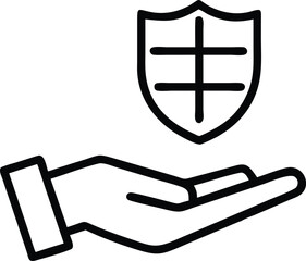 Poster - Hand holding shield icon vector illustration for protection insurance and security design concepts