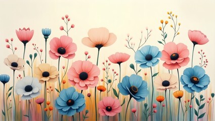 Poster - a field of vibrant and colorful flowers in full bloom, a delightful scene that brightens the day