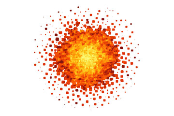 Poster - Pixelated explosion expanding on transparent background, creating a fiery and dynamic visual effect