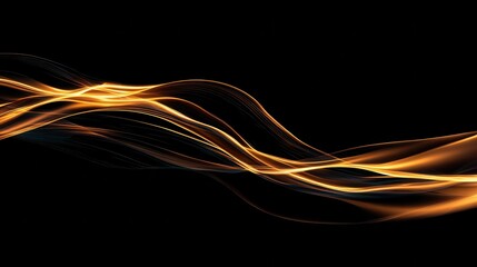 Poster - Abstract flowing light waves in warm colors against a dark background, creating a dynamic visual effect