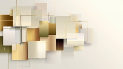 Poster - Abstract geometric composition featuring overlapping squares in warm tones on a light background