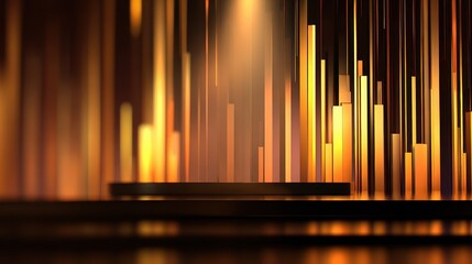 Poster - Abstract golden stage with vertical lines illuminated by soft light, ideal for presentations