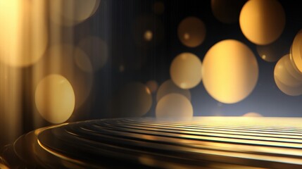 Poster - Abstract golden bokeh background with soft light effects and wavy lines in the foreground