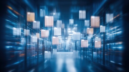 Poster - abstract network grid with files and folders, futuristic software interface, digital document manage