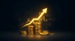 © youns - Crecimiento de negocios Financial Arrow Money Coin en Aumento de ganancias 3D Antecedentes con Economy Market Investment Finance Banking Banking o éxito Cash Pilation Moneda de la estrategia de valor