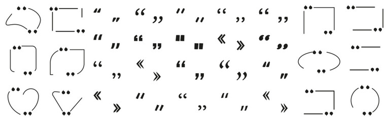 Poster - Set of black quote box comma on a white background